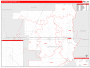 Jefferson Davis County Wall Map Red Line Style